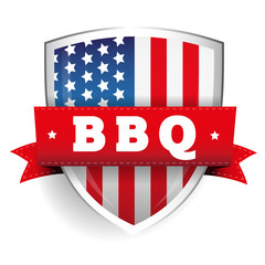 Wall Mural - Barbecue vintage shield with USA flag