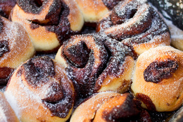 Wall Mural - sweet rolls with cinnamon and chocolate