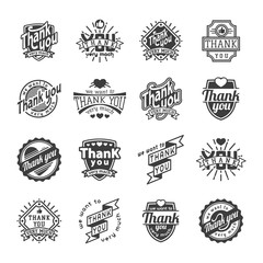 Wall Mural - Thank you text lettering vector logo badge
