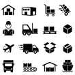 Shipping, distribution, cargo and logistics icons