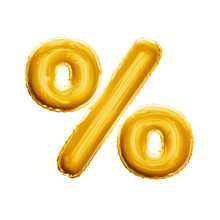 Balloon Percentage Sign Symbol 3D Golden Foil Realistic Alphabet