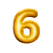 Balloon number 6 Six 3D golden foil realistic alphabet