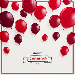 Wall Mural - Vector Illustration of a Happy Valentines Day Design with Red Balloons