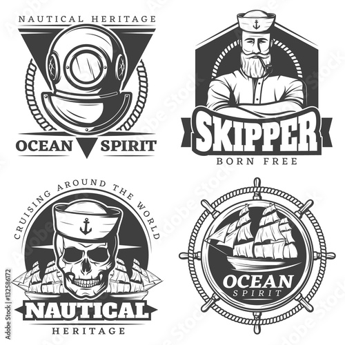 Old Tattoo Sailor Naval Label Set