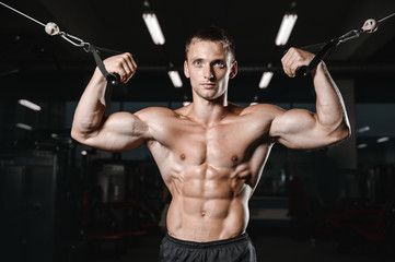 young man train in gym healthcare lifestyle sexy caucasian man.