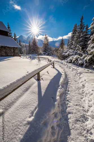 Winter trail to mountain hu...