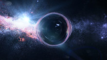 Black Hole With Gravitational Lens Effect In Front Of Bright Stars  (3d Illustration, Elements Of This Image Are Furnished By NASA)