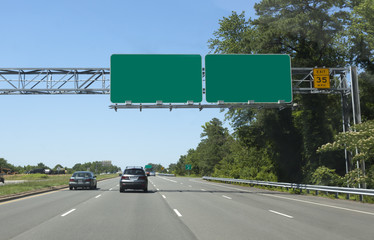 Blank copy space highway signs