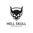 Skull logo. Hell skull logotype 