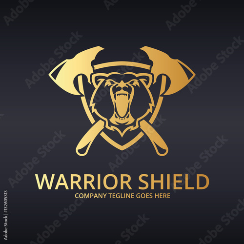 Bear shield logo. Warrior logo Stock Vector | Adobe Stock