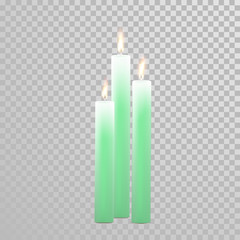 Wall Mural - Celebration candle set of green vector candles