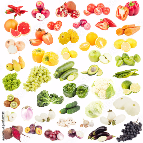 Naklejka na kafelki Set of different fruits and vegetables, isolated