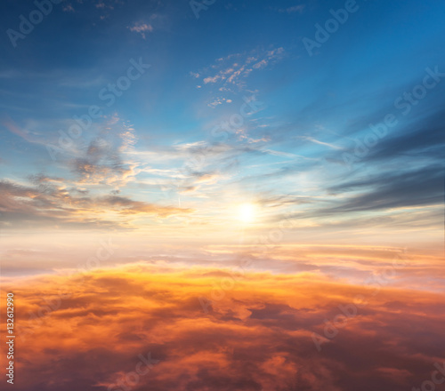 Beautiful sunset above clouds