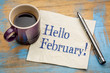 Hello February on napkin