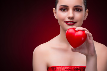 Wall Mural - Young woman in valentine day concept