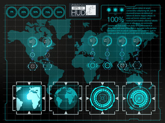 Poster - Futuristic user interface.HUD background outer space.  Infographic elements. Digital data, business abstract background.  Infographic elements.