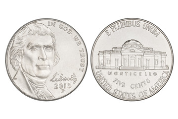 five cents nickel coin