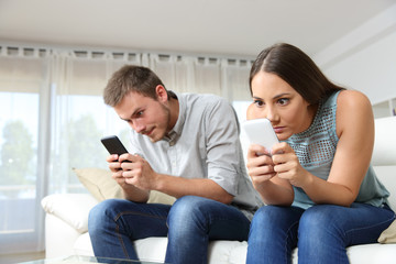 Sticker - Obsessed couple with their smart phones