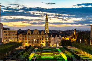 Cityscape of Brussels at night