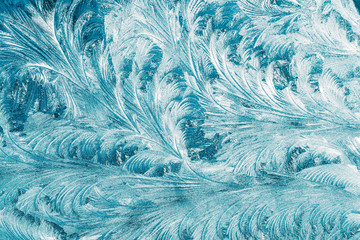  Blue Frosty Glass Ice Background, Natural Beautiful Snowflakes Frost