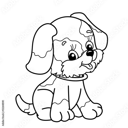 Coloring Page Outline Of cartoon dog. Cute puppy sitting. Pet. Coloring