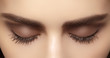© marinafrost - Perfect shape of eyebrows, brown eyeshadows and long eyelashes. Closeup macro shot of fashion smoky eyes visage
