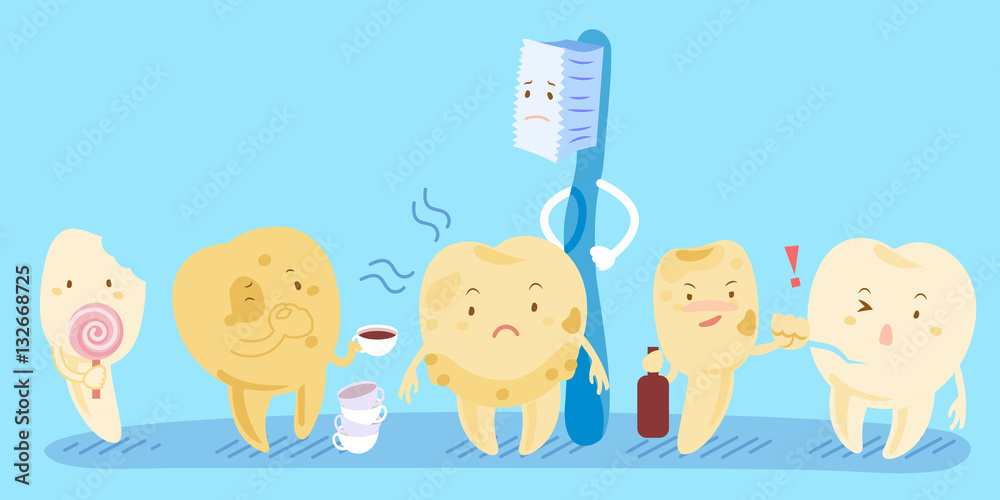 Debris Tooth Animation Cartoon tooth decay Stock Vector | Adobe Stock