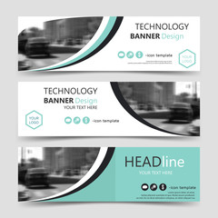 Wall Mural - Set of horizontal banner templates. Vector corporate identity ribbon banners, website business header design. Collection of technology background layouts, eps10