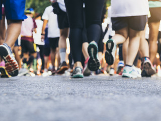 Marathon runners group of People Race Outdoor Sport event