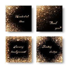 Set festive background for design of cards with gold shiny ornament. For registration to the Christmas party invitations, birthday, Valentine's Day.
