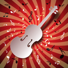 Wall Mural - Retro Music Vector Background with Violin and Notes