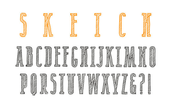 Decorative narrow serif font in the style of hand-drawn graphics