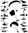 autogyro and ultralight plane vector silhouette