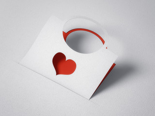 Wall Mural - paper bag with heart - valentine's day sale . 3d romantic card / background ( love , shopping , vale