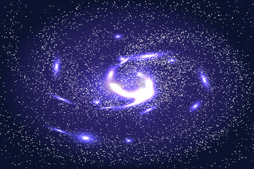 Wall Mural - Image of galaxies, nebulae, cosmos, and effect tunnel spiral galaxy background vector illustration