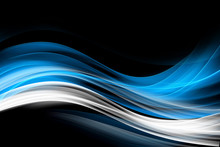 Abstract Background Powerful Effect Lighting. Blue White Blurred Color Waves Design. Glowing Template For Your Creative Graphics.