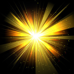 Wall Mural - Star with rays white blue in space isolated and effect tunnel  