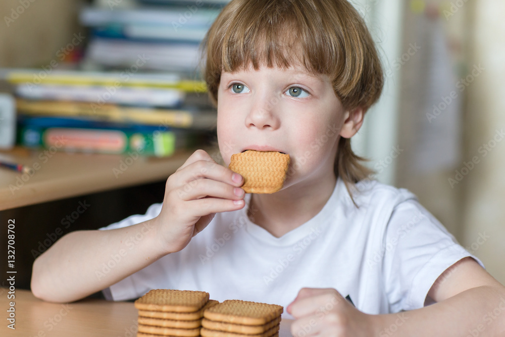 Child Getting Two Cookies child eating cookies Stock Photo | Adobe Stock
