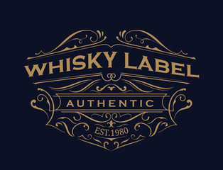 Wall Mural - whisky label antique typography vintage frame logo design vector