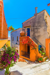 Wall Mural - House with flower of Capoliveri village in Elba island, Tuscany, Italy, Europe.