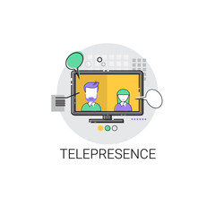 Poster - Telepresence Virtual Reality Visual Technology Icon Vector illustration
