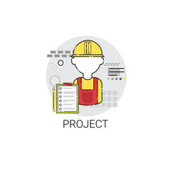 Poster - Building Project Construction Engineering Icon Vector Illustration