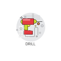 Poster - Drill Tool Building Construction Engineering Icon Vector Illustration