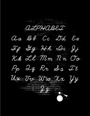 Poster - Hand drawn letters set. Handwritten vector alphabet isolated on black background. Ink illustration. Trendy design element.