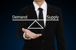 © charnsitr - businessman with open hand gesture presenting demand supply diag