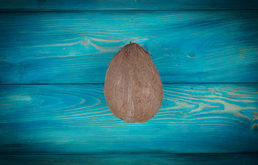 Coconut on the blue wood background