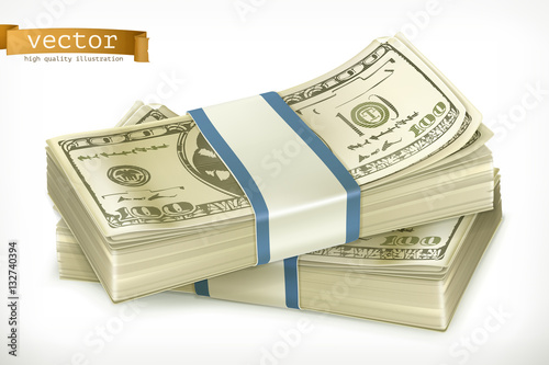 Stack of money. 3d vector icon