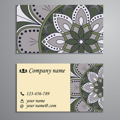 Invitation, business card or banner with text template. Round fl