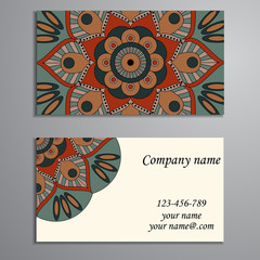 Invitation, business card or banner with text template. Round fl