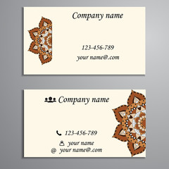 Invitation, business card or banner with text template. Round fl